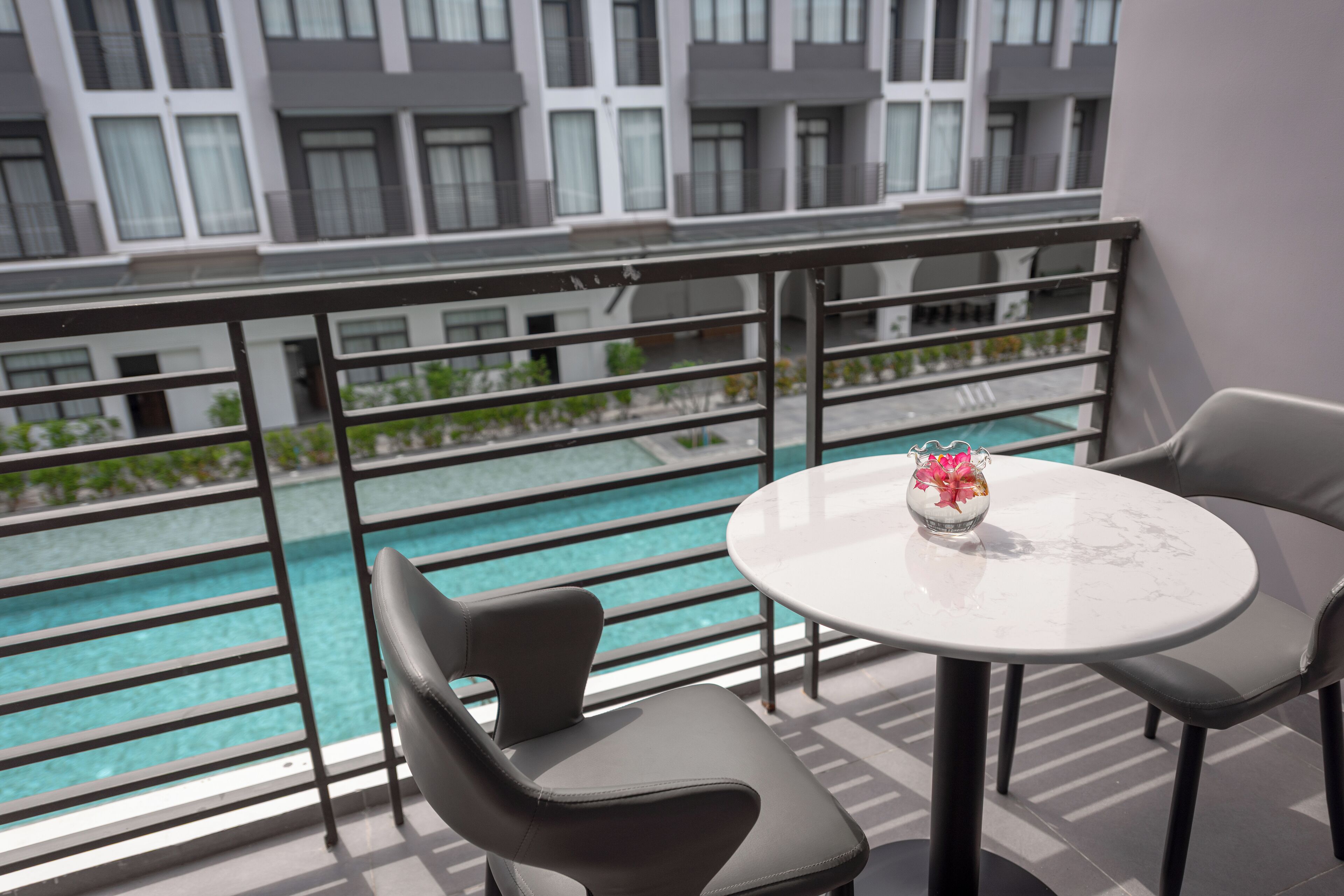 Deluxe Double Room, Balcony, Pool View | Terrace/patio