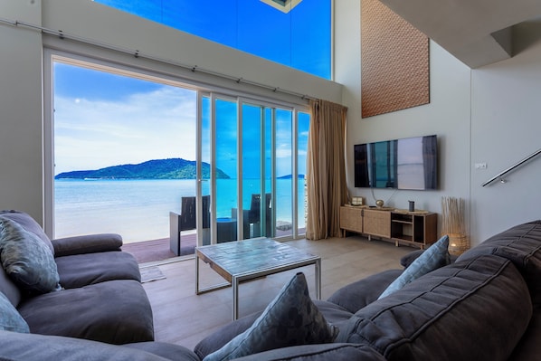 Villa, Patio, Beach View | Living area - Built on the Beach 4BR 5star Resort V221 (Rawai)