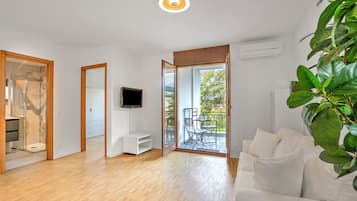 21-inch flat-screen TV with satellite channels