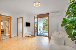 21-inch flat-screen TV with satellite channels