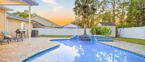 Piscine extérieure, piscine chauffée