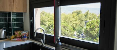 Appartement Supérieur, balcon, vue ville | Cuisine privée