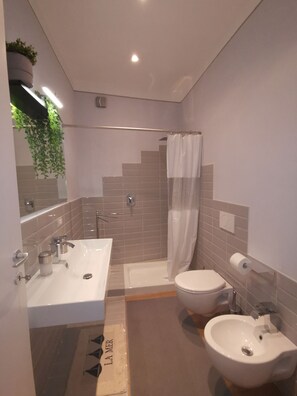 Dusche, Haartrockner, Bidet, Handtücher