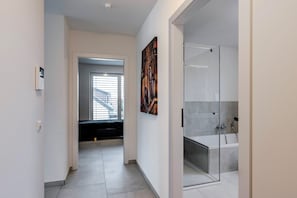 Eco-friendly toiletries, hair dryer, towels, soap