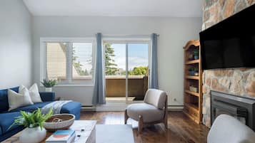 TV, fireplace, offices