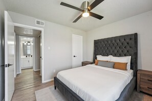 2 bedrooms, desk, iron/ironing board, travel cot