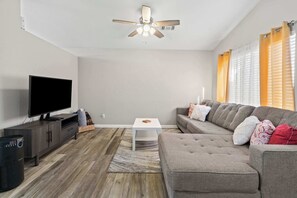 TV, fireplace, offices