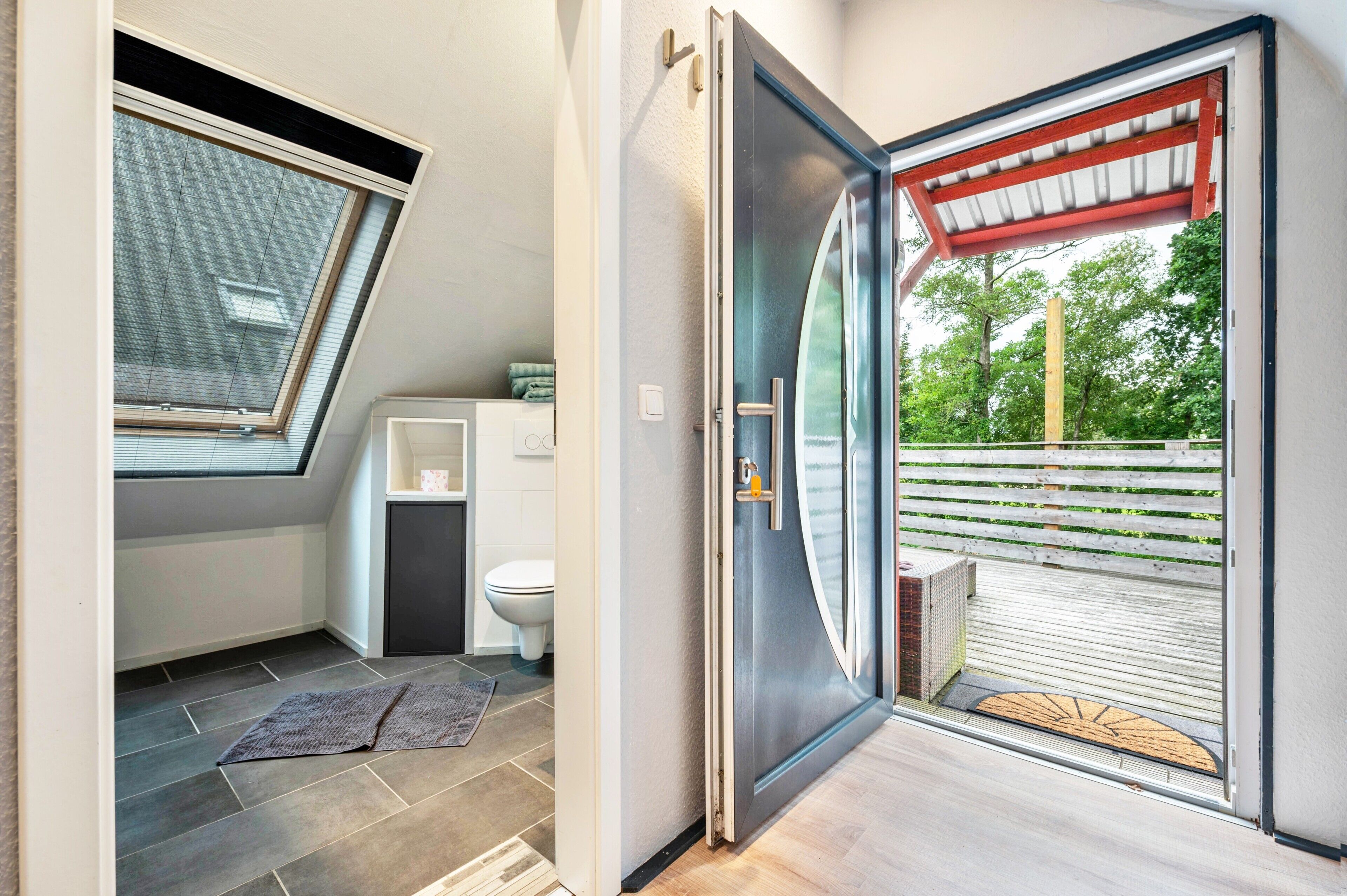 Douche, sèche-cheveux, serviettes fournies