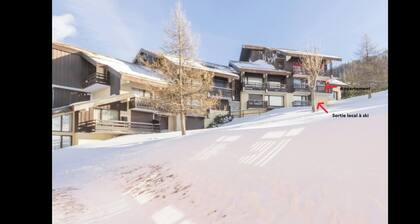 Ski-to-door gondola access studio la plagne montalbert