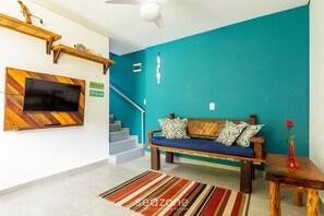 Basic Villa | Living area | TV - 3BR House w/ BBQ 800m From Beach Rju8301 (Bombinhas)