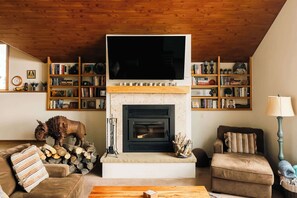 Televisión y chimenea 