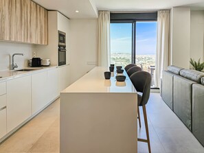 Fridge, microwave, oven, dishwasher