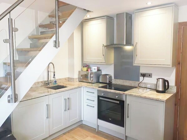 Fridge, microwave, oven, toaster