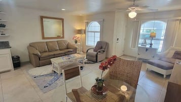 Condo, Multiple Beds, Patio, Pool View (Campeche Retreat #12) | Living area | 42-inch flat-screen TV with digital channels