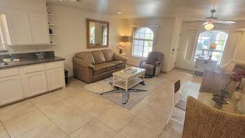 Condo, Multiple Beds, Patio, Pool View (Campeche Retreat #12) | Living area | 42-inch flat-screen TV with digital channels