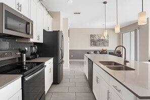 Microwave, oven, dishwasher, coffee/tea maker