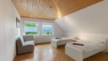 4 slaapkamers, een strijkplank/strijkijzer, wifi, rolstoeltoegang