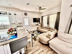 Smart TV, DVD player, ping pong, books