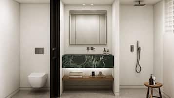 Elite Suite Sea View with Private Pool | Bathroom | Shower, hair dryer, slippers, towels