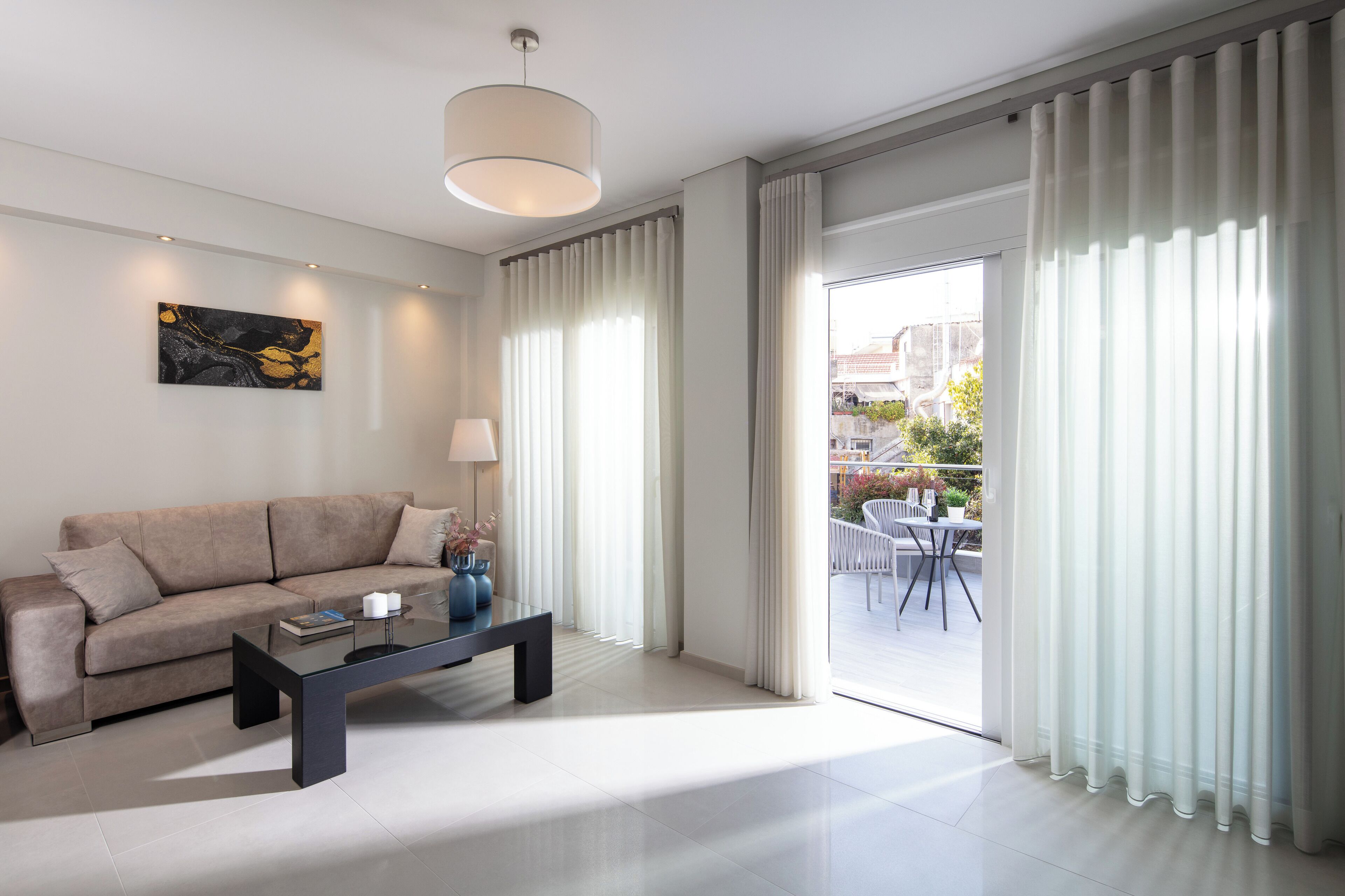 Superior Apartment, Balcony, Garden View | Living area | TV, computer monitors, printers