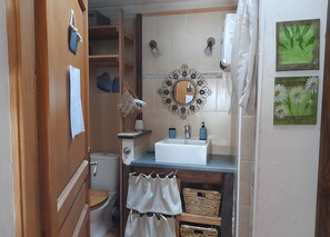 Shower, free toiletries, hair dryer, towels - Charming House 'Les Volets Bleus' with Private Garden and Wi-Fi (Servance-Miellin)