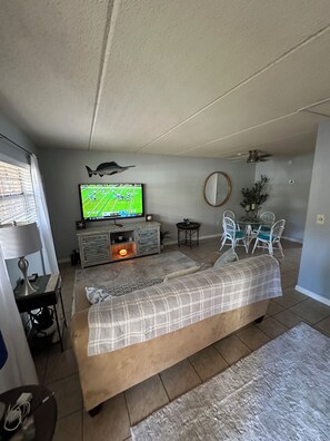 TV connectée, table de tennis de table, livres