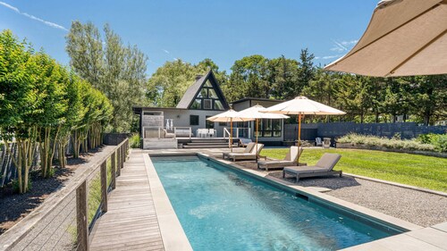 Chic Shelter Island A-Frame with Private Pool, Stylish Interiors, and...