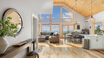 TV, fireplace, video games, table football