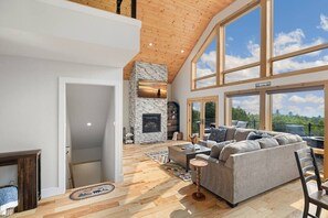 TV, fireplace, video games, foosball