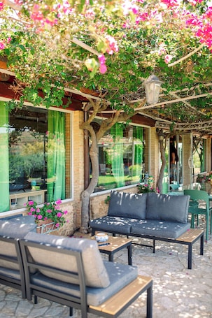 Terrace/patio. Agritourism. Accommodation x 2 people with outdoor kitchen, garden view