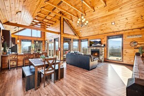 TV, fireplace, video games