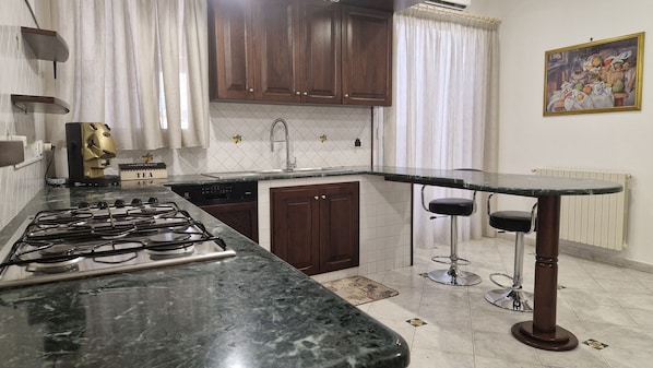 Fridge, oven, stovetop, dishwasher
