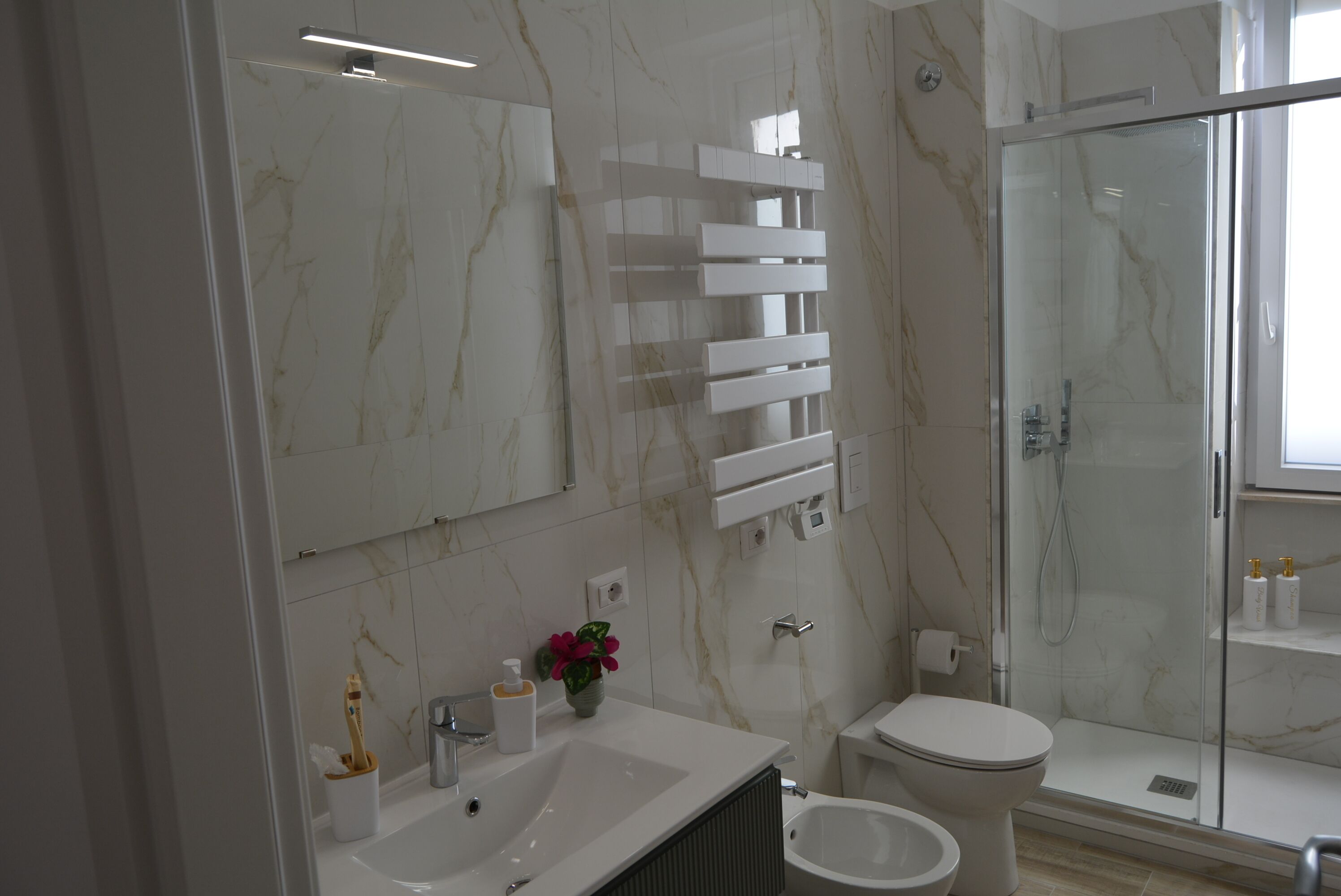 Dusche, Haartrockner, Bidet, Handtücher