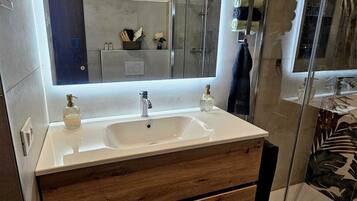 Assecador de cabells, bidet, tovalloles i sabó