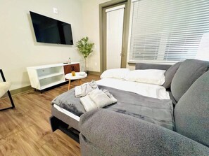 1 bedroom, iron/ironing board, travel crib, WiFi