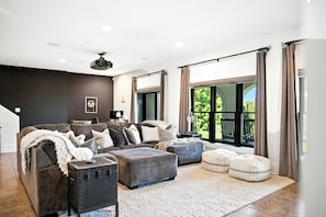 Smart TV, fireplace, video games, ping pong