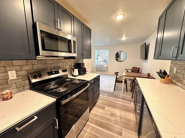 Microwave, oven, stovetop, dishwasher