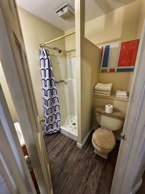 Shower, hair dryer, towels - Rose’s Comfortable Place | Cozy  1-Bedroom (Munhall)