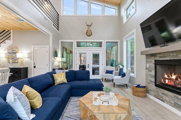 Smart TV, fireplace, video games, foosball