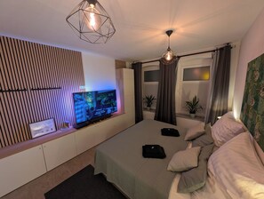 1 bedroom, desk, soundproofing, iron/ironing board