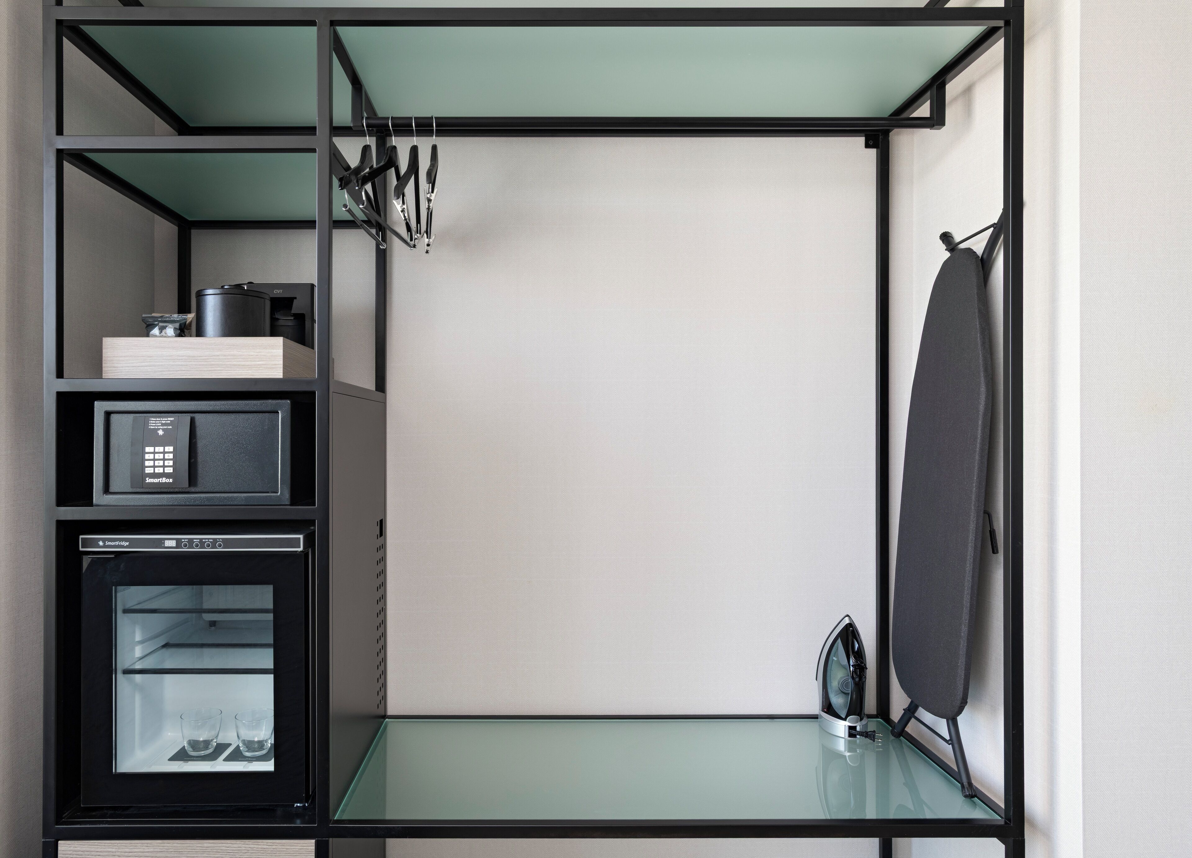 In-room safe, desk, laptop workspace, iron/ironing board