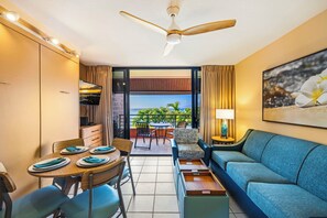 Classic Condo, 1 Bedroom, Lanai, Ocean View | Living area | 36-inch LCD TV with cable channels - Kuleana Club - 410 (Lahaina)