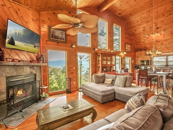 TV, fireplace, offices