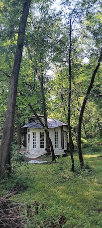 外観. Irving's Gnome Dome Mushroom Sculpture Tiny House