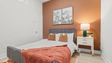 1 bedroom, desk, iron/ironing board, travel cot