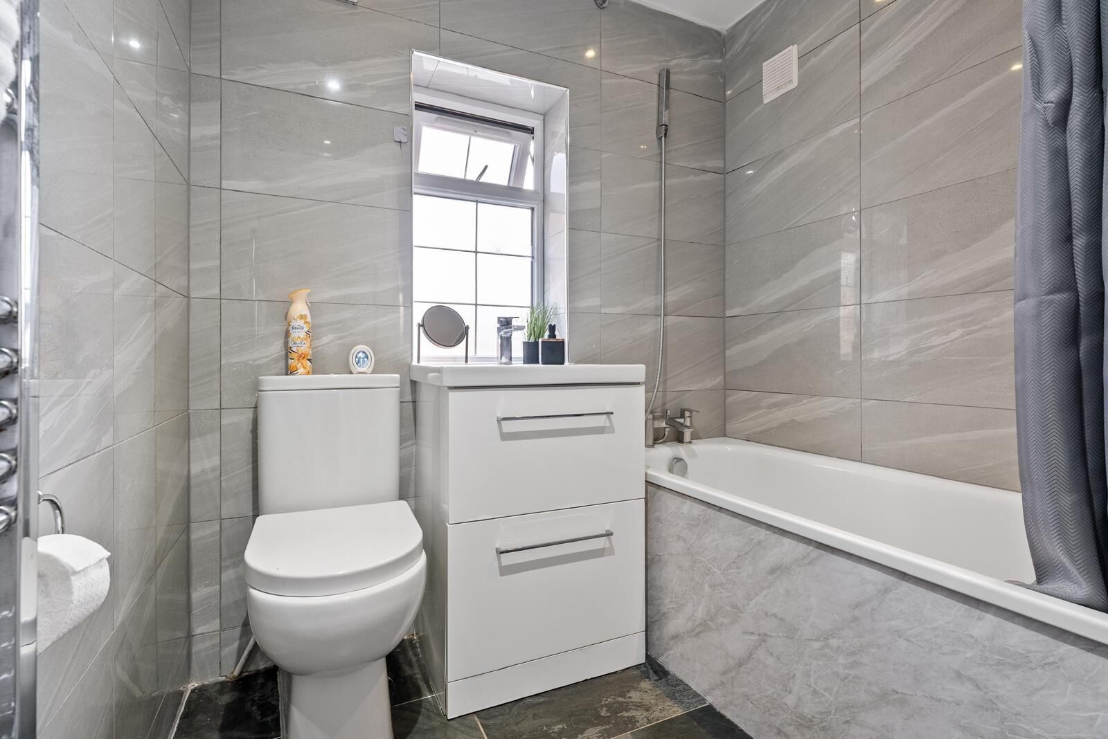 Hair dryer, towels, toilet paper
