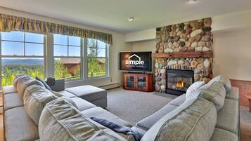 Smart TV, fireplace, video games, foosball