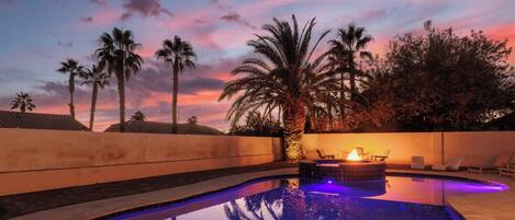 Piscine extérieure, piscine chauffée