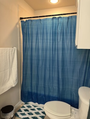 Hair dryer, towels, toilet paper
