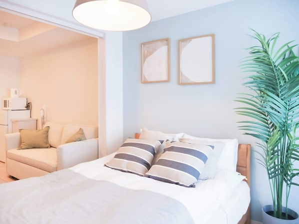 1 غرفة نوم ومكتب وواي فاي وملاءات أسرّة